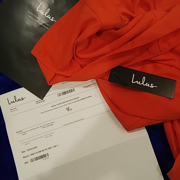 NWT Lulu's Coral Red Skater Dress - Picture 5 of 7